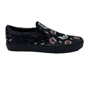 Vans Classic Slip On Glow Frights Men's 11 Bats Fangs Black Red Shoes New